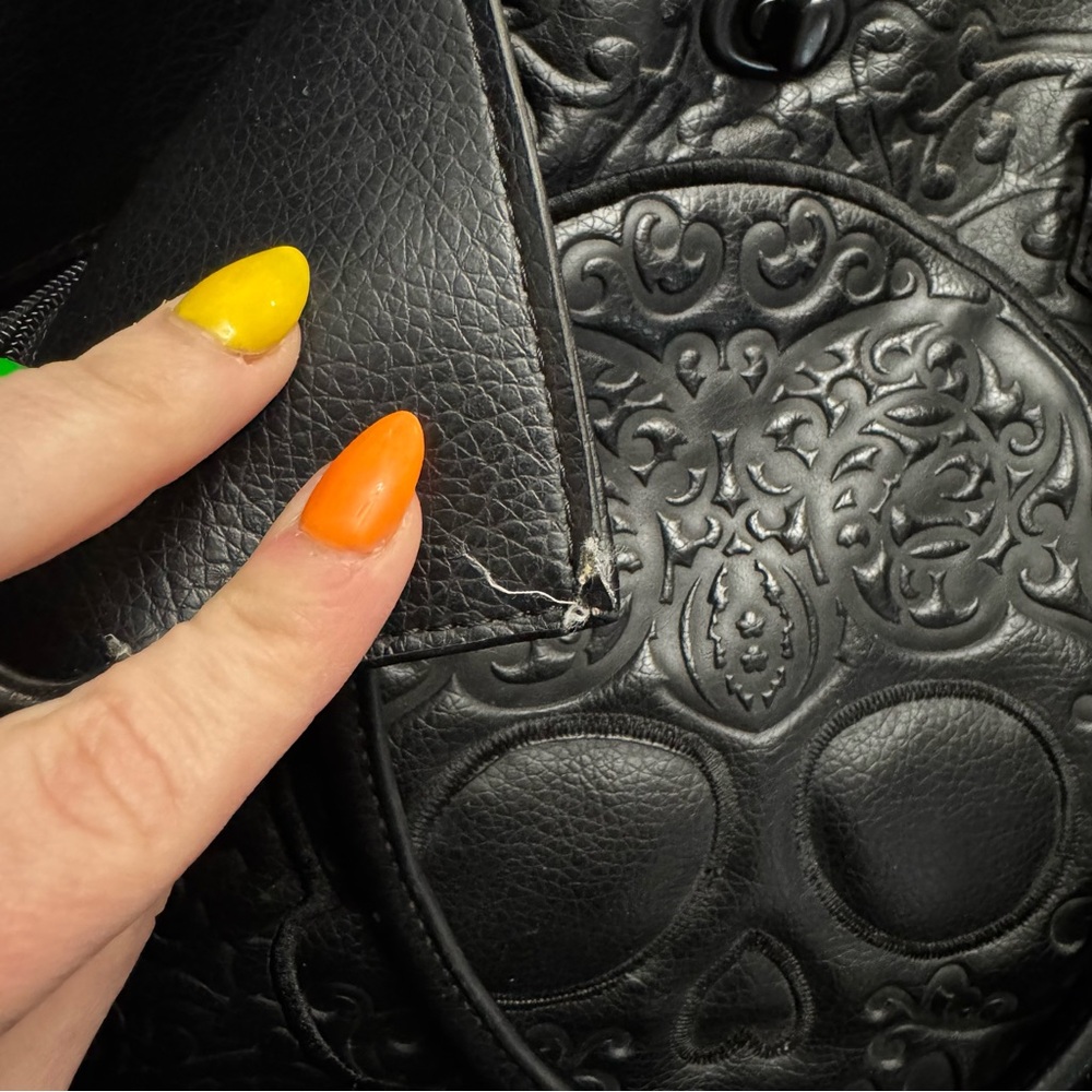 Loungefly Black Embossed Sugar Skull Tote - Picture 4 of 5